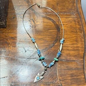 Turquoise and Silver Necklace With Arrow